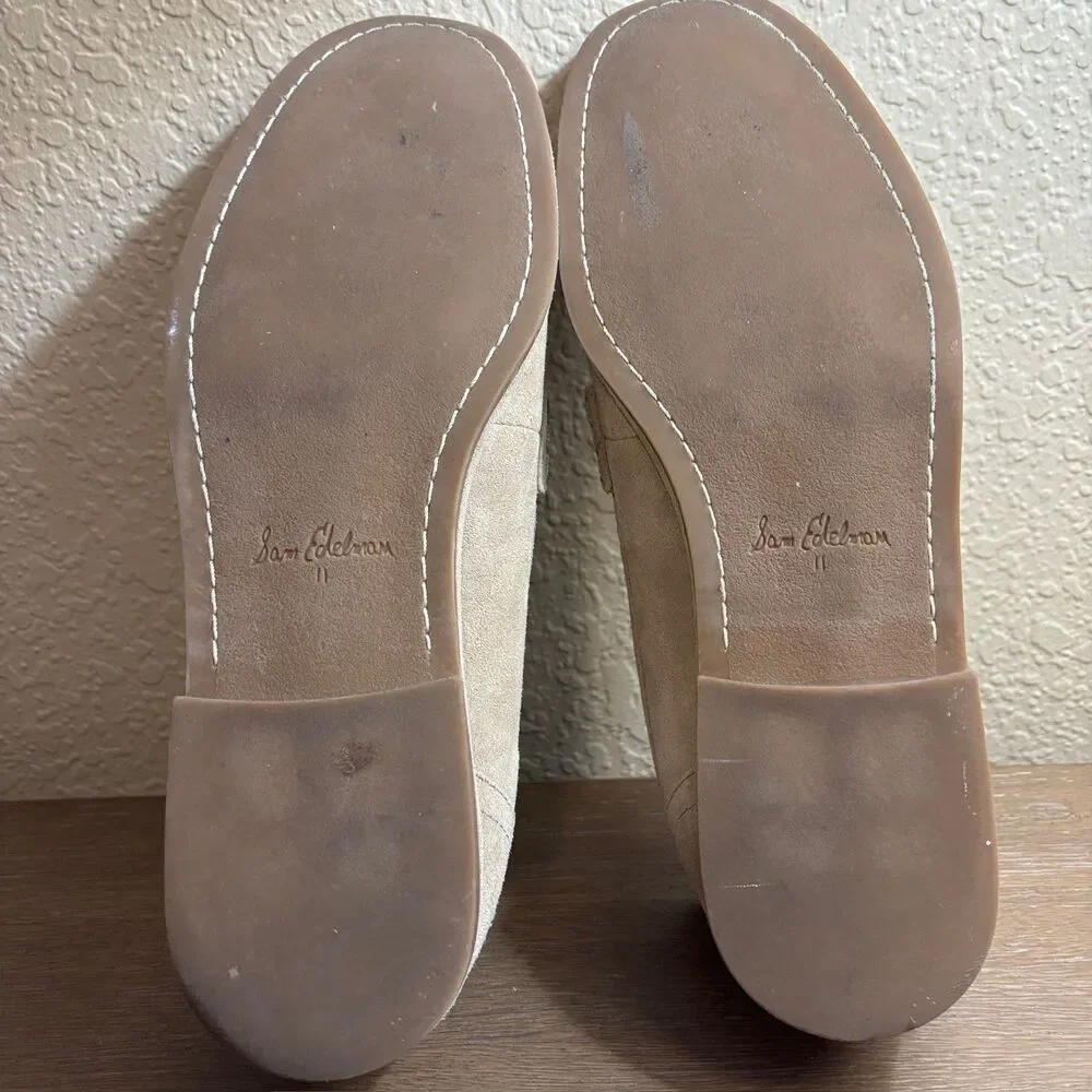 Sam Edelman Beatrice Suede Penny Loafers Warm Sand Beige Women's 11M Preppy - Picture 5 of 7
